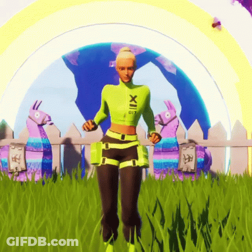 A Girl In A Neon Green Outfit With The Letters Xii On It GIF