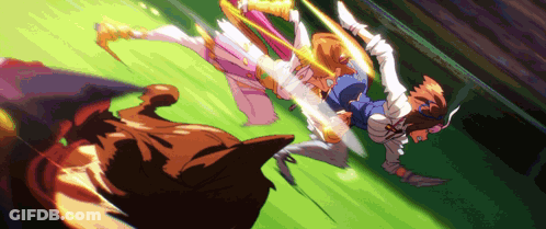 A Girl In A Pink Dress Is Being Kicked By Another Girl GIF