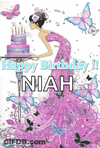 A Girl In A Pink Dress Is Blowing Out Candles On A Cake GIF