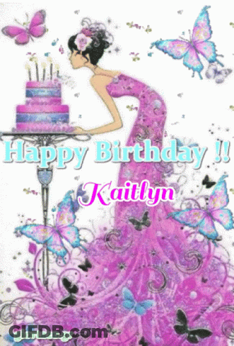 A Girl In A Pink Dress Is Blowing Out Candles On A Cake GIF