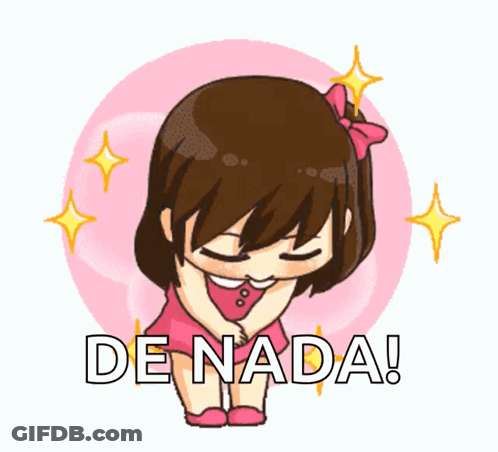 A Girl In A Pink Dress Is Kneeling Down With The Words De Nada Behind Her GIF