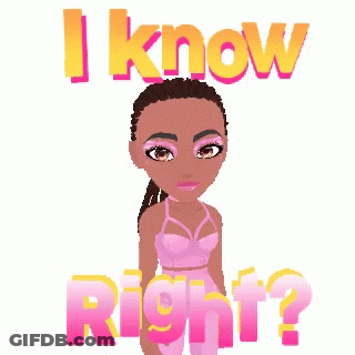 A Girl In A Pink Dress Is Standing In Front Of A Sign That Says I Know Right GIF