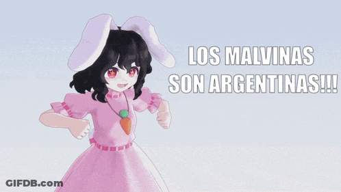 A Girl In A Pink Dress With Bunny Ears Says Los Malvinas Son Argentinas !!! GIF