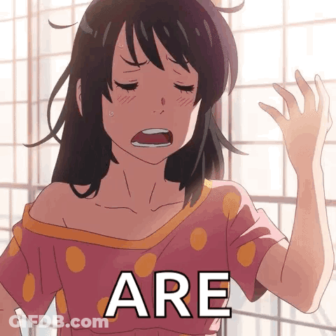 A Girl In A Pink Polka Dot Shirt With The Word Are On Her Chest GIF