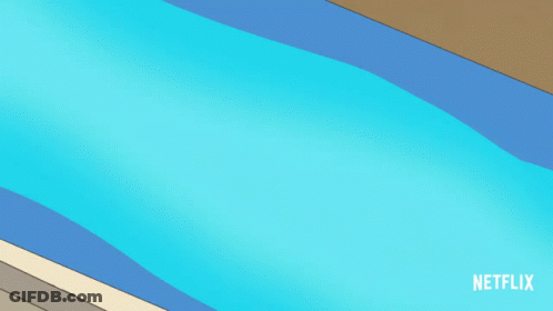 A Girl In A Pink Skirt Is Going Down A Water Slide With Netflix Written On The Bottom GIF