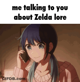 A Girl In A Pink Sweater Is Talking On A Cell Phone With The Caption Me Talking To You About Zelda Lore GIF