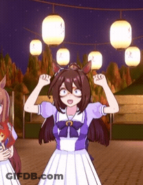 A Girl In A Purple And White Dress Is Standing Next To Another Girl In A Red Dress GIF
