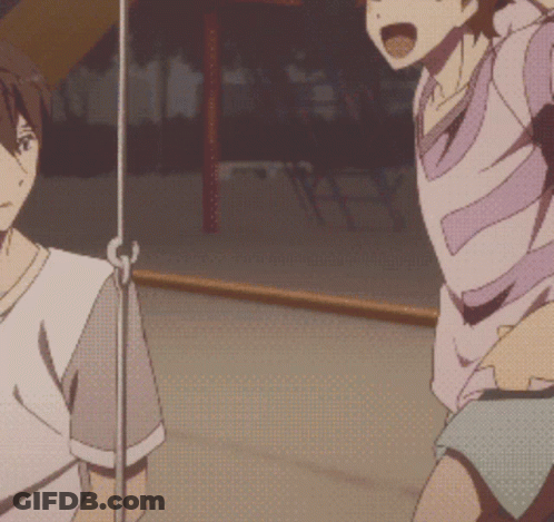 A Girl In A Purple And White Striped Shirt With Stars On It GIF