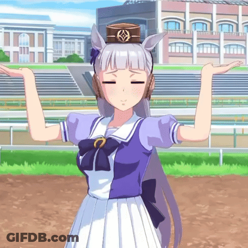 A Girl In A Purple Dress Is Standing On A Dirt Track With Her Eyes Closed GIF