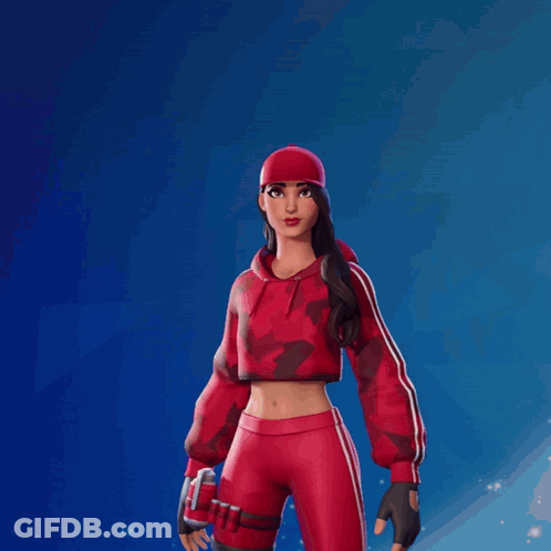 A Girl In A Red Hoodie Is Standing In Front Of A Glowing Number 6 GIF