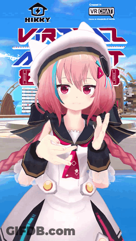 Girl In Sailor Outfit Giving Peace Sign GIF