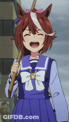 A Girl In A Sailor Outfit Is Holding A Stick In Her Hand GIF