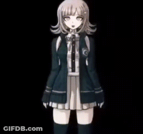 A Girl In A School Uniform Is Dancing With Her Eyes Closed On A White Background . GIF