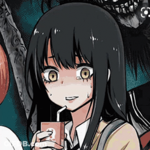 A Girl In A School Uniform Is Drinking Through A Straw From A Box With The Number 2 On It . GIF