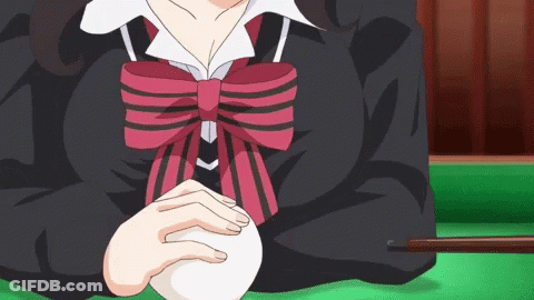 A Girl In A School Uniform Is Holding A White Ball In Her Hands GIF