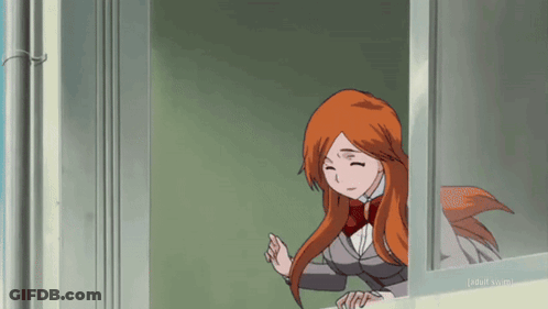 A Girl In A School Uniform Is Looking Out Of A Window With An Adult Swim Logo On The Bottom GIF
