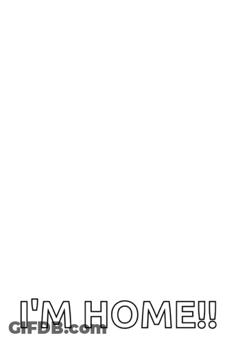 A Girl In A School Uniform Is Standing In Front Of A White Background And Says `` I 'M Home ! '' GIF
