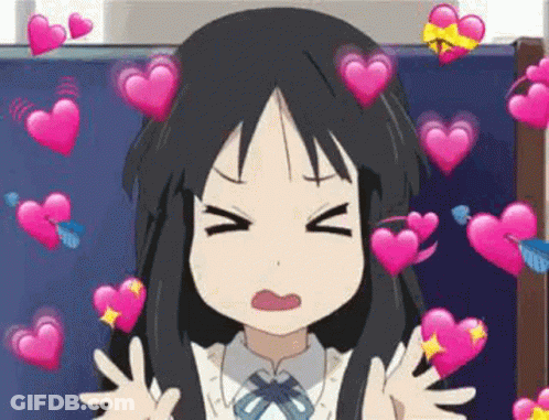 A Girl In A School Uniform Is Surrounded By Pink Hearts And Making A Funny Face . GIF