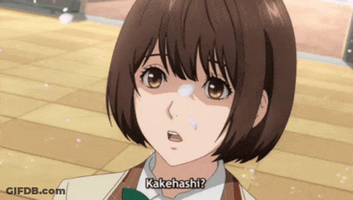 A Girl In A School Uniform Says Kakehashi In A Cartoon GIF