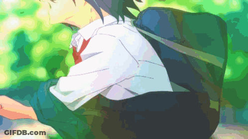 A Girl In A School Uniform With A Backpack GIF