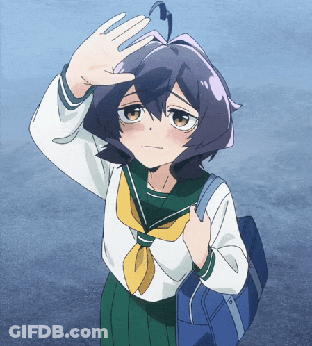 Girl In School Uniform Waving GIF
