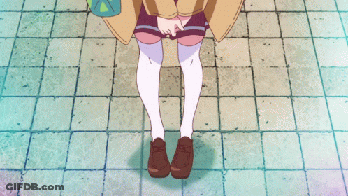 A Girl In A School Uniform With A Green Bag GIF