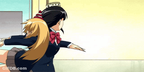 Girl In School Uniform With Red Bow GIF