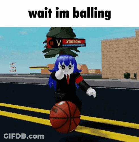 Girl In Suit Holding Basketball Wait Im Balling GIF