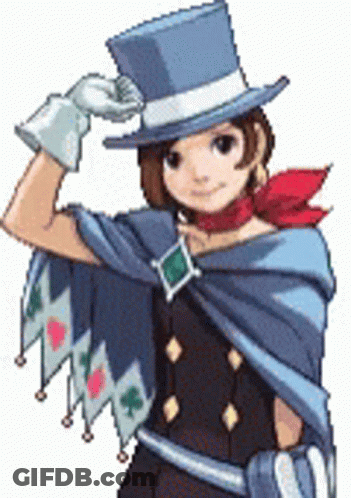 A Girl In A Top Hat And Cape Is Holding Her Hat . GIF