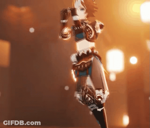 A Girl In A Video Game Is Dancing In A Dark Room GIF