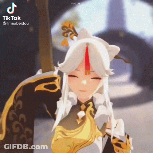 A Girl In A Video Game Is Holding A Sword . GIF