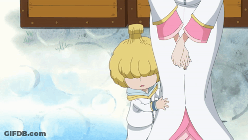 A Girl In A White And Pink Dress Holds A Child 'S Hand GIF
