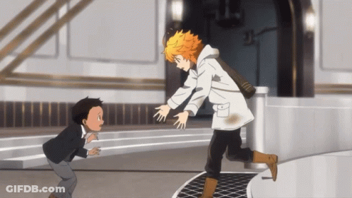 A Girl In A White Coat Is Running Towards A Boy GIF