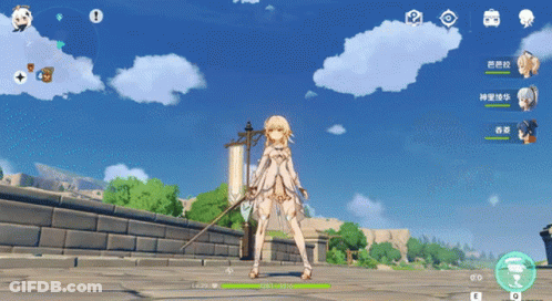 A Girl In A White Dress Is Holding A Sword In A Game GIF