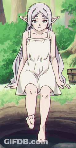 Girl Sitting On Rock In White Dress GIF