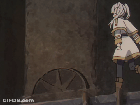 A Girl In A White Dress Is Walking On A Ledge GIF