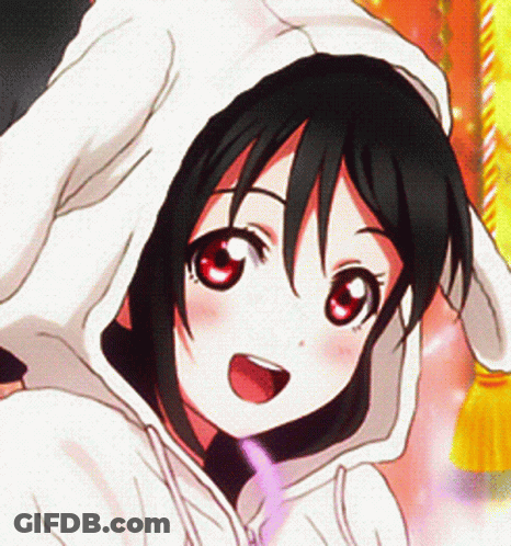 A Girl In A White Hoodie With Bunny Ears GIF