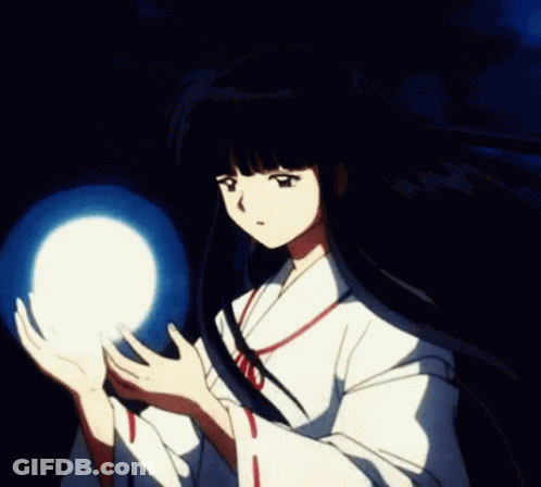 A Girl In A White Kimono Is Holding A Light In Her Hands . GIF