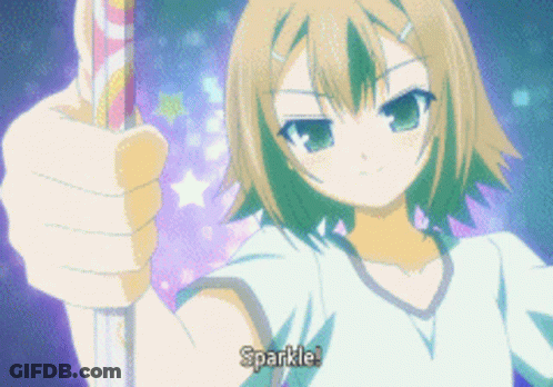 A Girl In A White Shirt Is Holding A Candy Cane And Says Sparkle GIF
