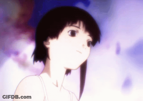 A Girl In A White Tank Top Is Looking Up At Something GIF