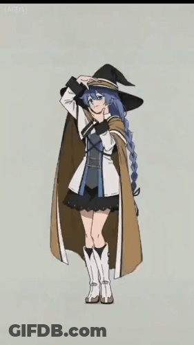 A Girl In A Witch Costume With A Cape GIF