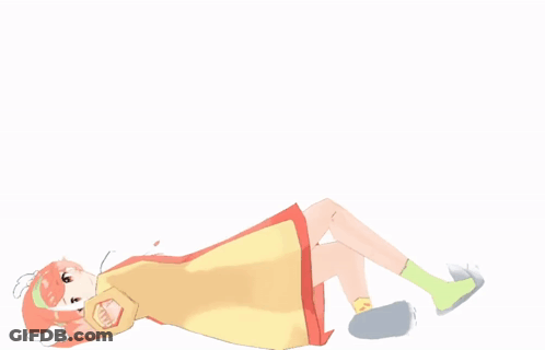 A Girl In A Yellow Dress Is Laying On Her Back GIF