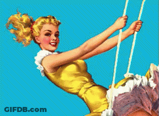 A Girl In A Yellow Dress Is Swinging On A Swing GIF
