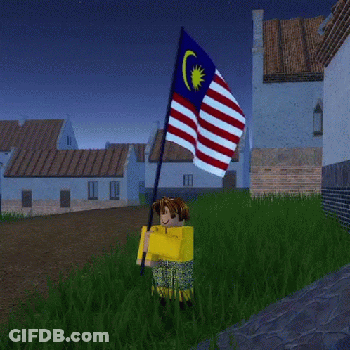 A Girl In A Yellow Shirt Is Holding A Flag In Front Of A Building GIF