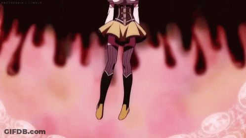 A Girl In A Yellow Skirt Is Standing On A Pink Background . GIF