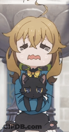 A Girl Is Crying While Holding A Black Cat In Her Arms GIF