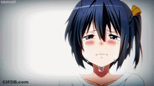 A Girl Is Crying With Tears Coming Out Of Her Eyes And The Name Takatsukii Is On The Bottom Right GIF