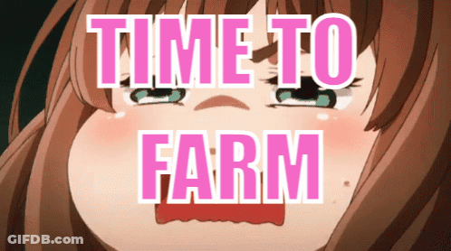A Girl Is Crying With The Words Time To Farm Written Above Her GIF