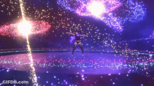 A Girl Is Dancing In Front Of A Purple Background GIF