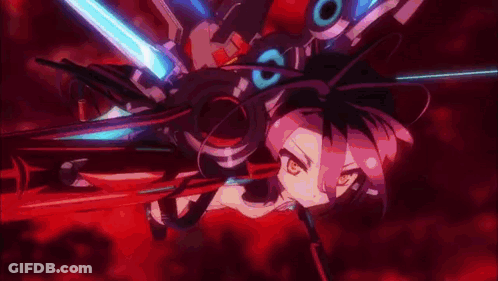 A Girl Is Flying Through The Air With A Sword In Her Hand In A Video Game . GIF